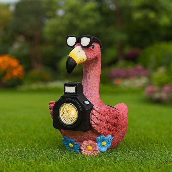 Flamingo and Camera Light Series 5. 5in High Outdoor Flamingo