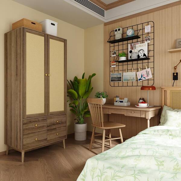 furniture24-eu Wardrobe with Sliding Doors / Bedroom Cabinet / Wiki  (130/200/60 cm W / H / D) Sonoma Oak : : Home & Kitchen