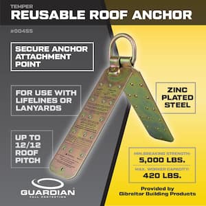 4 in. x 1.25 in. x 11 in. Temper Reusable Roof Anchor