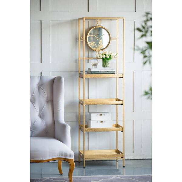 4-Tier Modern Simple Gold Cube Bookcase with Metal Tower Display