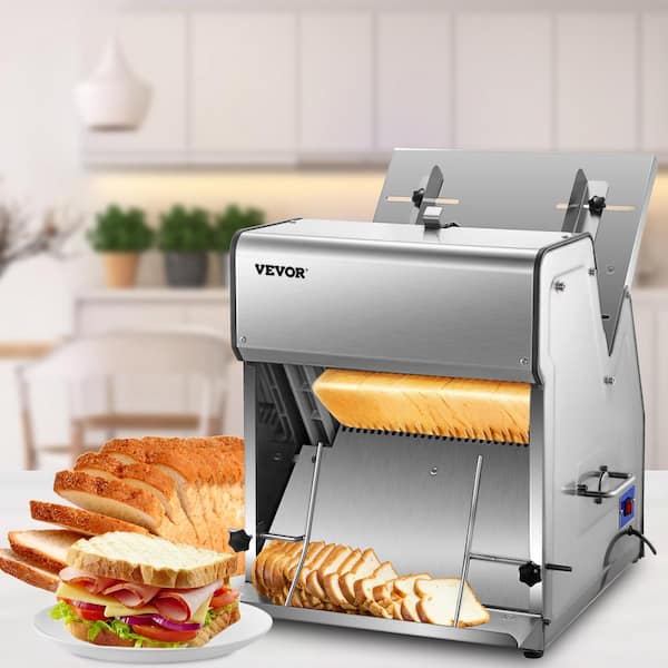 VEVOR Electric Bread Cutting Machine, 31 PCS Slices with 12mm Thickness,  304 Stainless Steel Commercial Toast Bread Slicer with Adjustable Inlet 