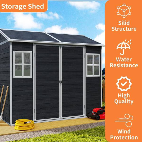 ToolCat 6 ft. W x 8 ft. D Resin Storage Shed with Floor, 2-Windows