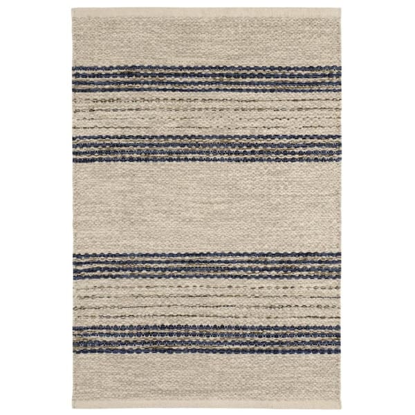Cielo Stripe Handwoven Cotton Navy 10 ft. x 14 ft. Indoor Area Rug
