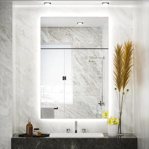 24 in. W x 36 in. H Rectangular Frameless LED Light 3 Color Dimmable Anti-Fog Wall Bathroom Vanity Mirror with Backlit