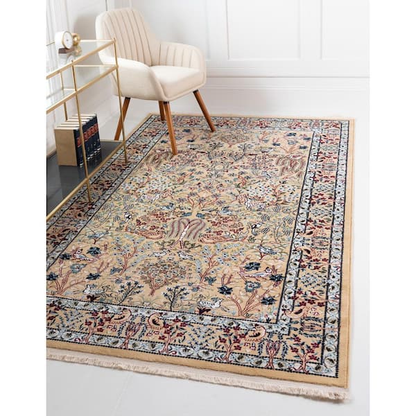 Narenj Collection Area Rug - Bristol (3 ft. 1 in. x 5 ft. 3 in. Rectangle Beige/Blue)