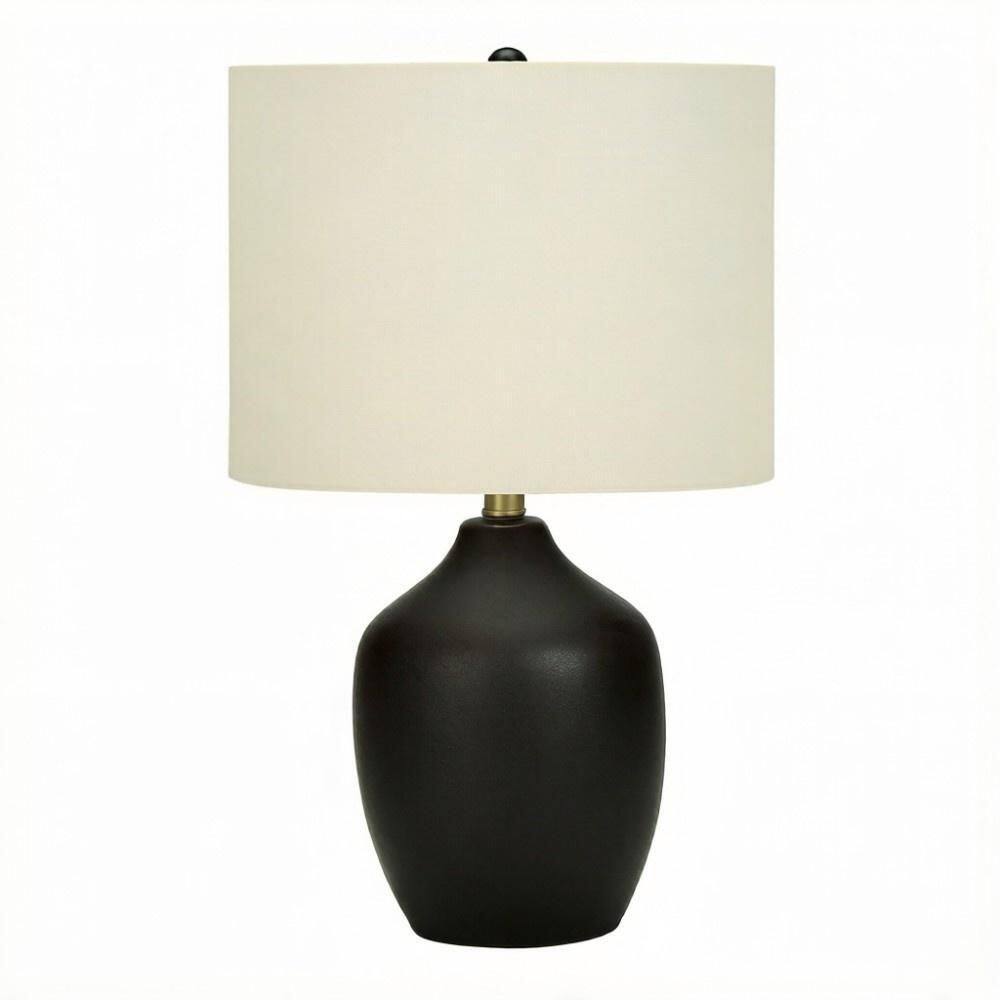 21 in. Black Transitional Table Lamp with Smooth Base and Ivory Linen Drum Shade for Living Room, Bedroom and Office price history on PriceWatchPro