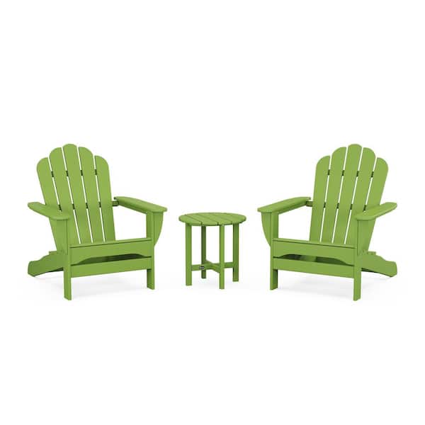 Trex Outdoor Furniture Lime 3-Piece Plastic Patio Conversation Set in Oversized Adirondack Monterey Bay