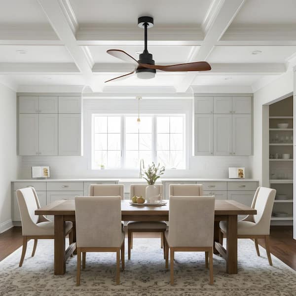 42 in. LED Indoor Modern Style DownrodOak Ceiling Fan with Light Kit, Downrod, Solid Wood Fan Blade