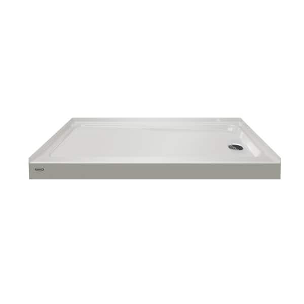 JACUZZI CAYMAN 60 in. L x 30 in. W Alcove Shower Pan Base with Right Drain in Oyster