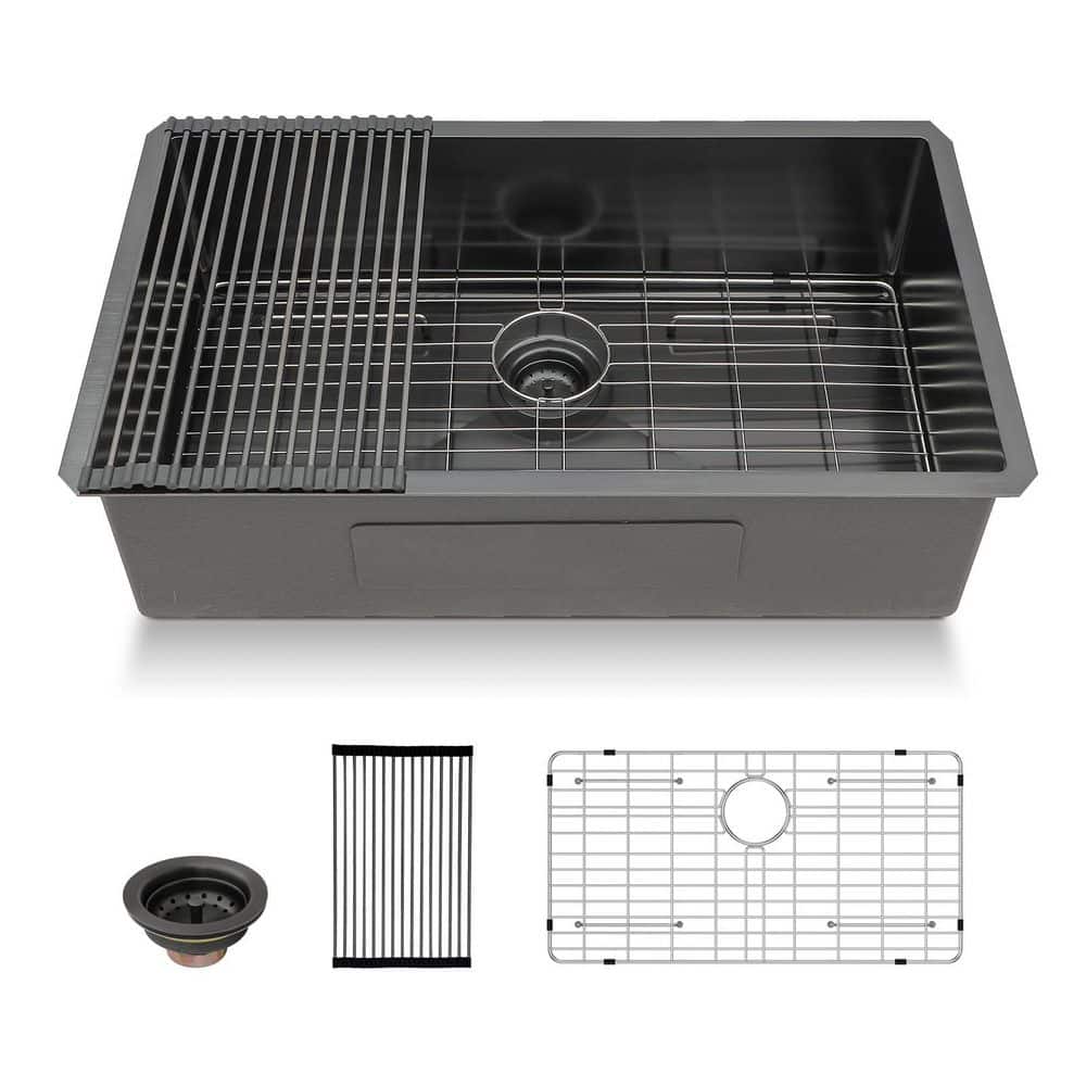 Gunmetal Black 32 in. Stainless Steel 16-Gauge Single Bowl Undermount Kitchen Sink price history on PriceWatchPro