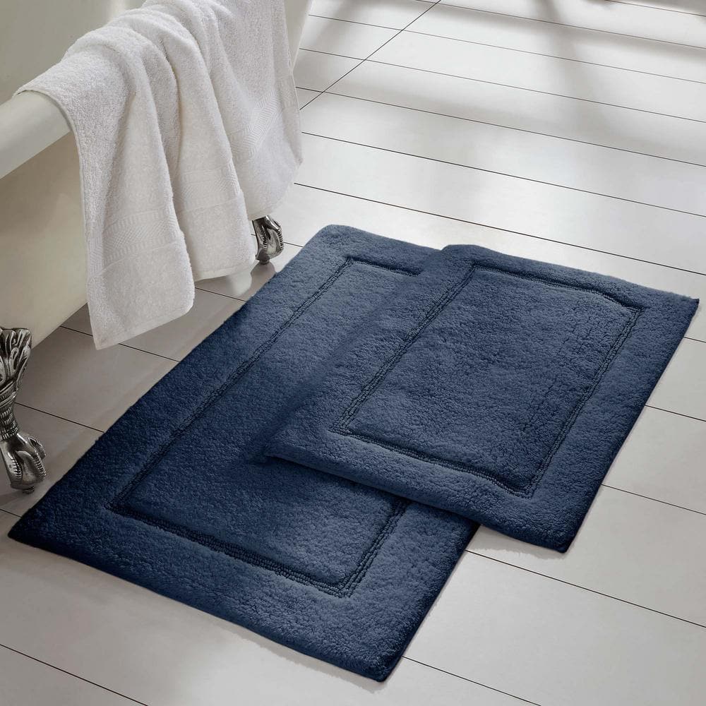 UPC 645470000596 product image for Navy 2-Pack Solid Loop with Non-Slip Backing Bath Mat Set | upcitemdb.com