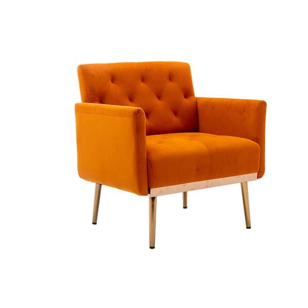 VERYKE 31.10 in. Orange Polyester Leisure Single Accent Chair with Rose Golden Feet
