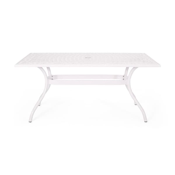 ITOPFOX White Rectangle Aluminum Outdoor Patio Dining Table