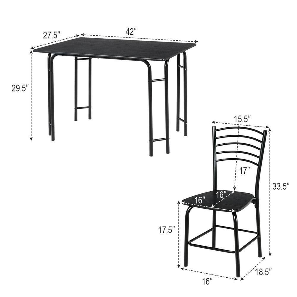 Black Metal and MDF 5-Piece Dining Set