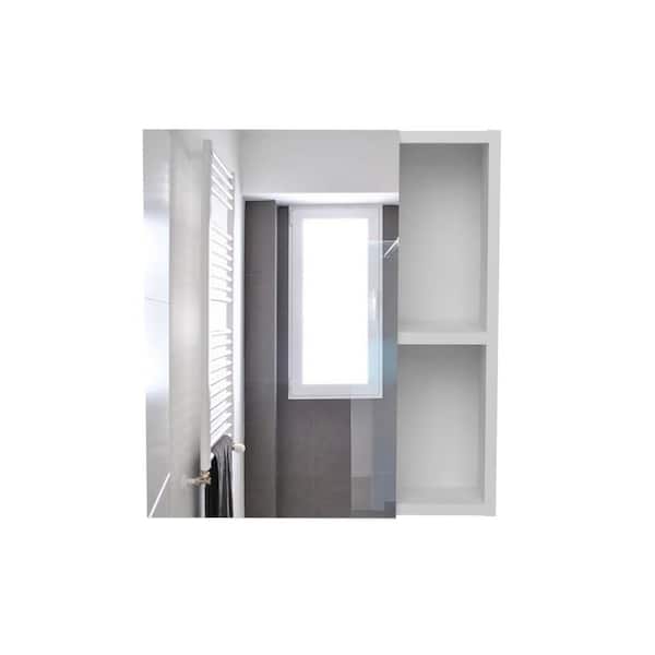 Unbranded 17.7 in. W x 19.5 in. H Rectangular White Surface Mount Medicine Cabinet with Mirror
