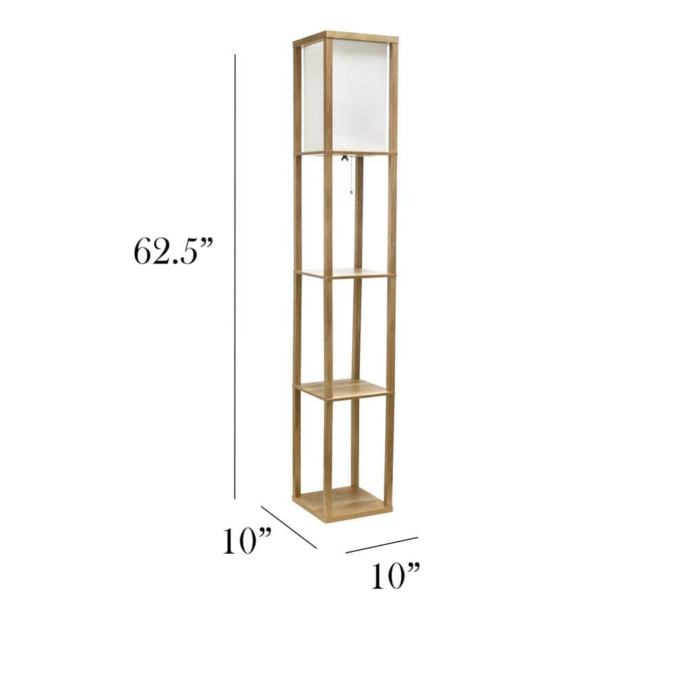 62.5" Black MDF 3-Tier Floor Lamp with Linen Shade
