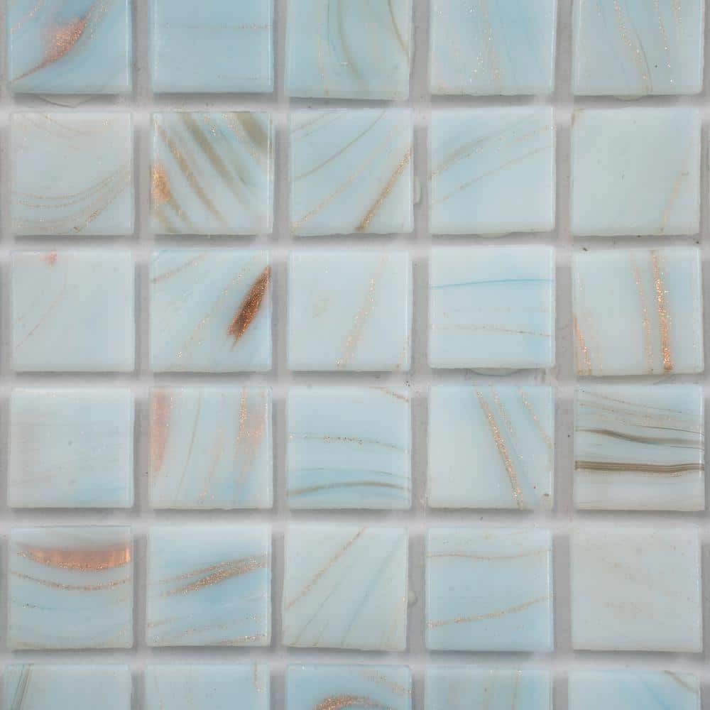 Celestial 12" x 12" Pastel Blue Iridescent Glass Mosaic Tile