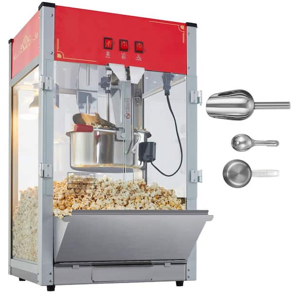 1440-Watt 12 oz. Red Countertop Popcorn Maker Kettle Commercial Popcorn Machine with 3-Switch Control