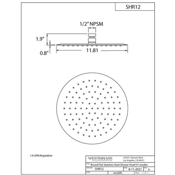 Shower Head Round 250mm - White