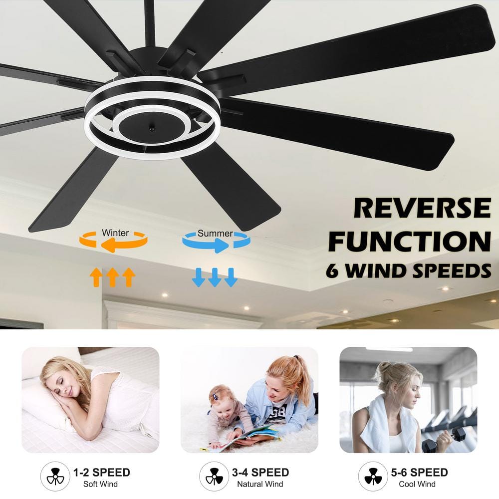 Belcarra 72-inch Black Plywood Ceiling Fan with LED Light and Remote