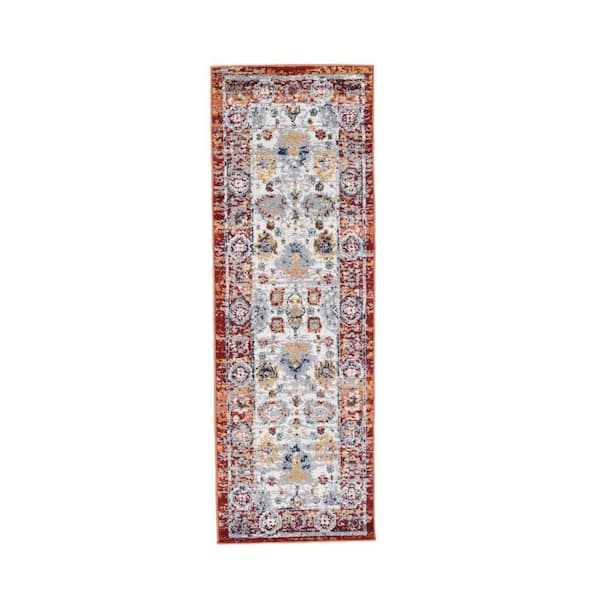 Amer Rugs Alexandria 2 ft.   x  6 ft.  Multi Floral Pattern Runner Rug for High Traffic Entryway Kitchen Hallway