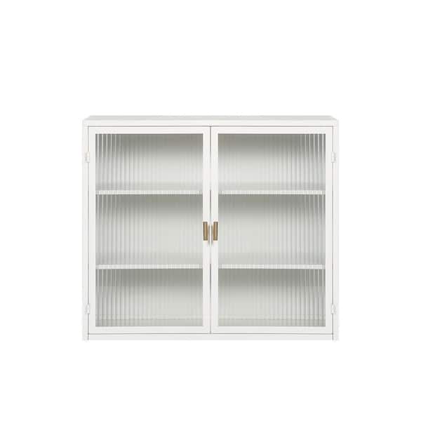 FUNKOL 9.06 in. W x 27.56 in. D x 23.62 in. H in White Metal Ready to Assemble Wall Kitchen Cabinet with 3-Tier Storage