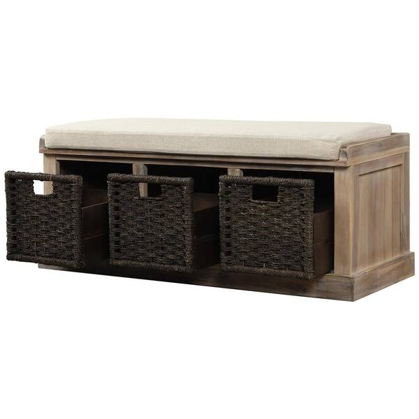 Lucky One Hakan Natural Wood Bedroom Storage Bench With Removable Cushion 17 In H X 43 7 W 15 D Hd 193443aan Lucky One Hakan Natural Wood Bedroom, Benches With Storage For Bedroom