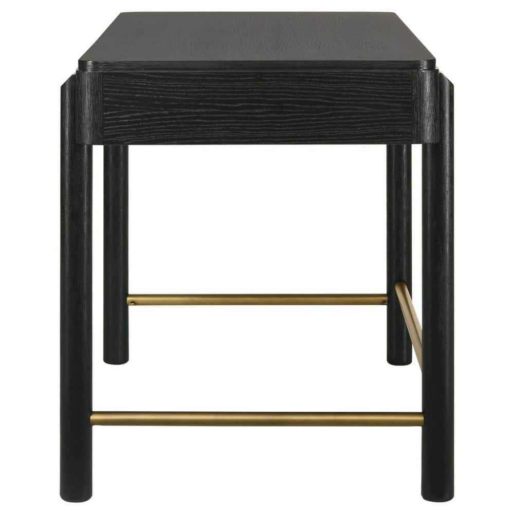 Black Coastal 2-Drawer Vanity Desk with Gold Accents