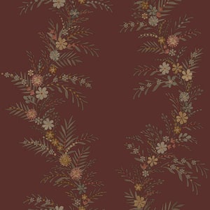 Posy Cranberry Red Vines Peel and Stick 8 in. x 10 in. Wallpaper Sample