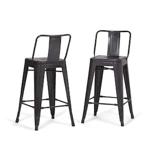 Rayne 24 in. Grey Industrial Metal Counter Height Stool (Set of 2)