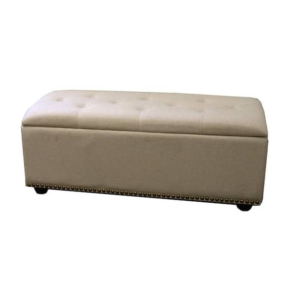 HomeRoots Amelia Beige 45.5 in. Microfiber Bedroom Bench Backless Upholstered