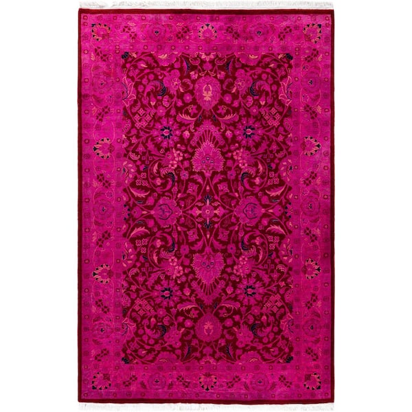 Overdyed Purple 4 x 6 Solid Wool Indoor Area Rug