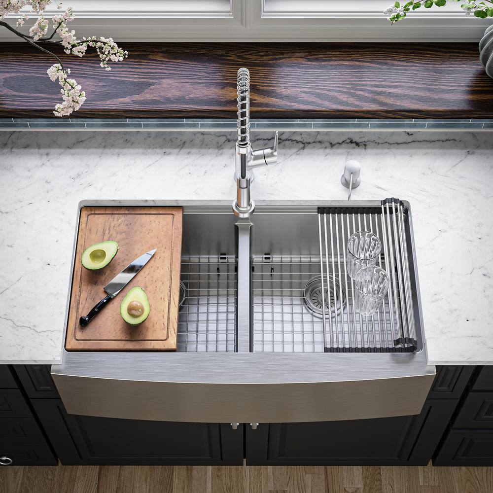 Elite 36'' Double Bowl Stainless Steel Farmhouse Sink