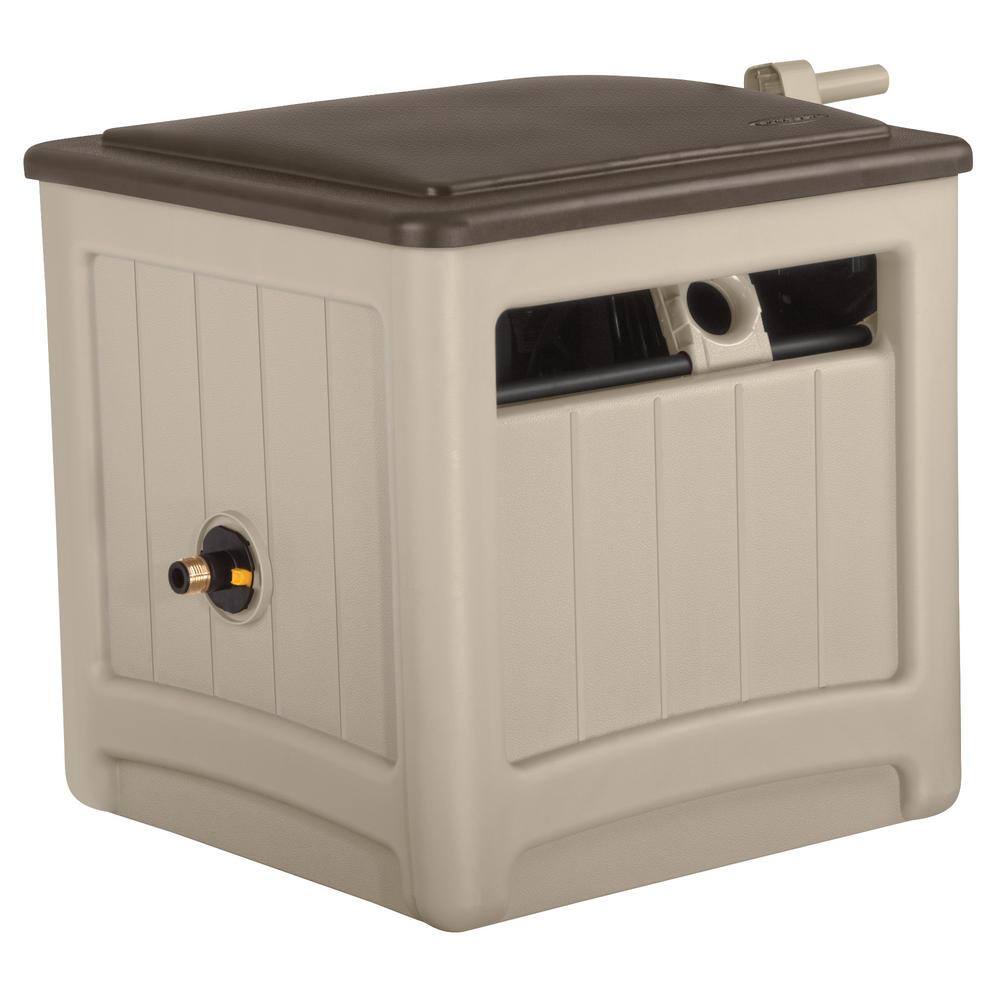Suncast Beige Resin Free Standing Hideaway Hose Reel with Brass Fittings