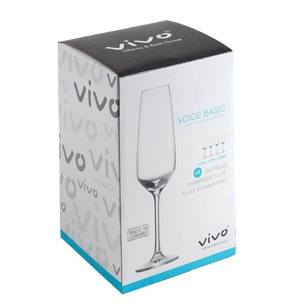 Clear Lead-Free Crystal Champagne Flutes, Set of 4