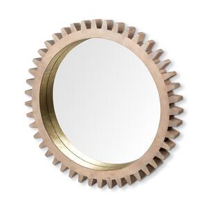 Medium Round Brown/ Brass Casual Mirror (35.0 in. H x 35.0 in. W)