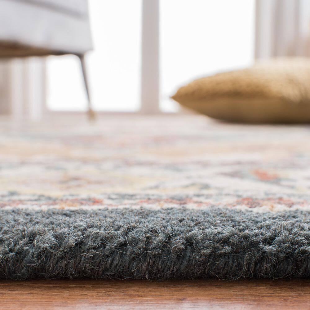 Handmade Round Tufted Dark Green Wool Area Rug