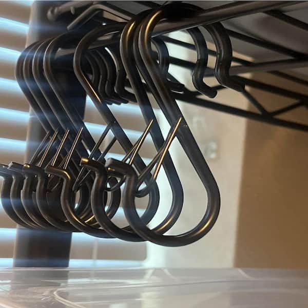 3.55 in. Black Heavy Duty Metal S-Shaped Indoor/Outdoor Hanging Hook for 0.5 inch Rods(20-Pack)
