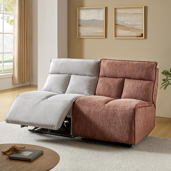 JAYDEN CREATION Oscar 64.5 in.  Armless Fabric Traditional Modular Power Recliner Sectional Sofa in Dark Grey