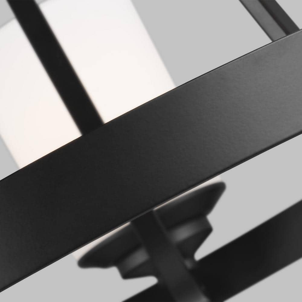 Midnight Black 3-Light Chandelier with Etched Glass Shades