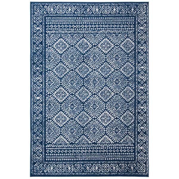 SAFAVIEH Tulum Navy/Ivory 5 ft. x 8 ft. Border Geometric Diamonds Area Rug