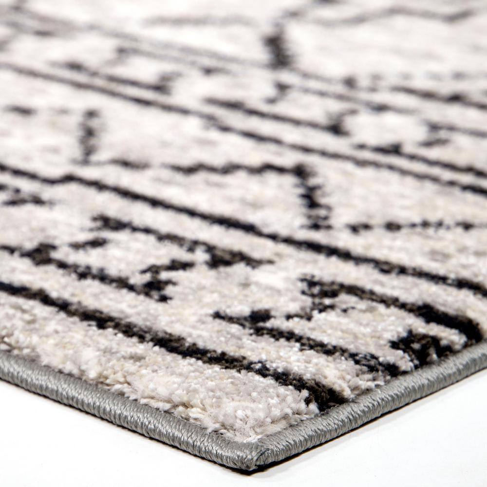 Gray and Black Rectangular Synthetic Southwestern Area Rug