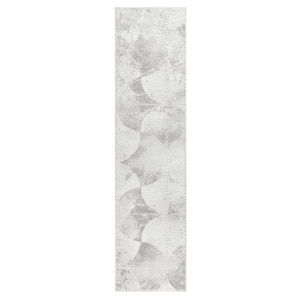 Luxe Maya Soft Arches Tile Grey 2 Ft. x 7 Ft. Runner Rug