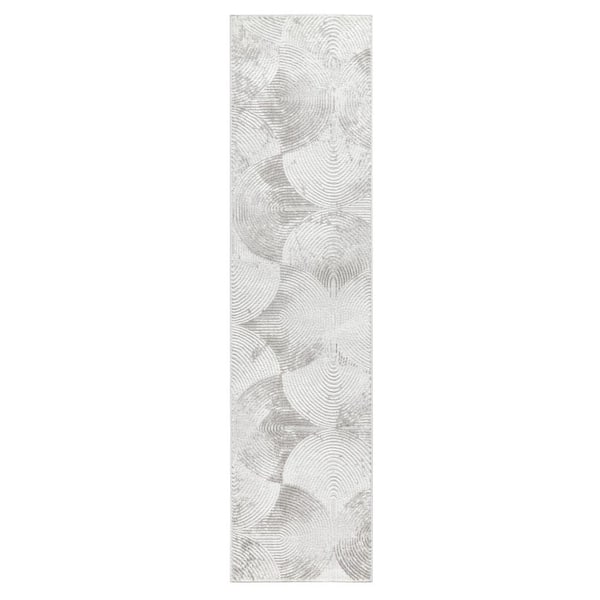 TOWN & COUNTRY LIVING Luxe Maya Soft Arches Tile Grey 2 Ft. x 7 Ft. Runner Rug