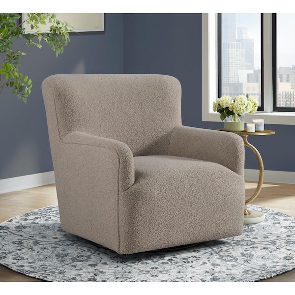 Bishop Tan Polyester Arm Chair (Set of 1) with Swivel Base in Chocolate