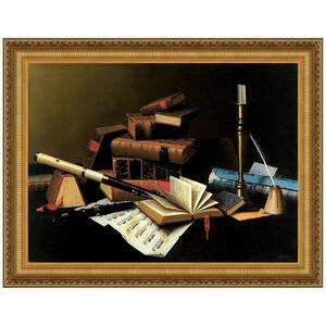 Music and Literature, 1878 by William Michael Harnett Framed Culture Oil Painting Art Print 32.75 in. x 41.25 in.