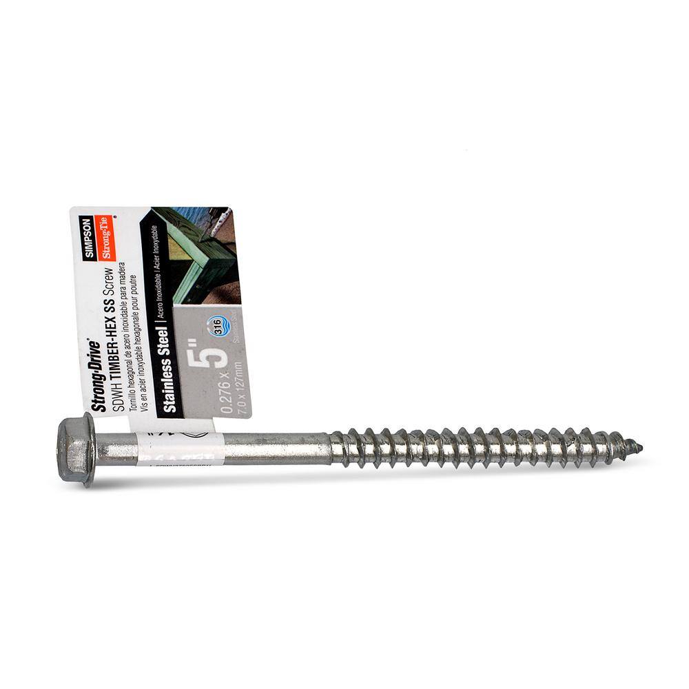 Details about   Simpson Strong-Tie SDWS27500SS 5" x .276 Structural Timber Screw 316SS 300ct 