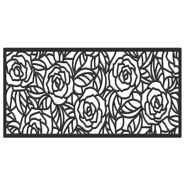 Calloway Mills Black Rose Rubber Doormat, 22" x 48"