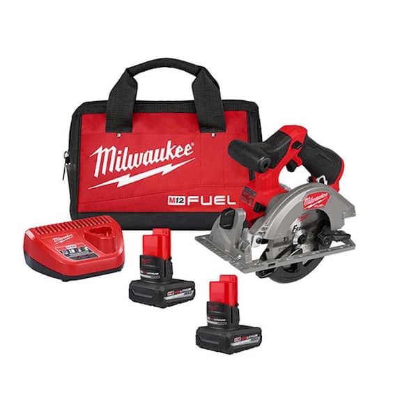 M12 FUEL 12V Lithium-Ion Brushless 5-3/8 in. Cordless Circular Saw Kit w/ (2)XC High Output 5.0 Battery Packs & Charger