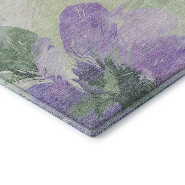 Mayfield Premium Machine Washable Abstract AMF1554 Lavender 5 ft. x 7 ft. 6 in. Area Rug